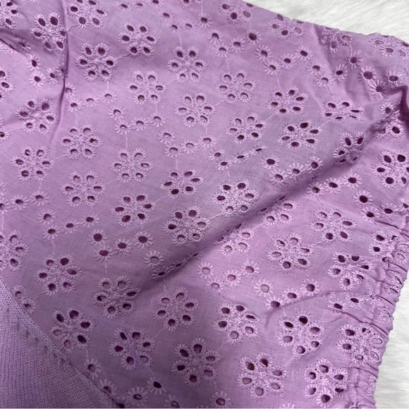 NWOT J. Crew Eyelet-sleeve sweater in lavender cotton - Picture 3 of 5